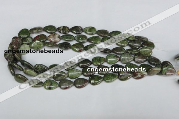 CBG09 15.5 inches 13*18mm flat teardrop bronze green gemstone beads