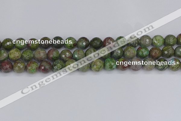 CBG104 15.5 inches 12mm faceted round bronze green gemstone beads