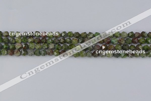 CBG108 15.5 inches 6mm faceted nuggets bronze green gemstone beads