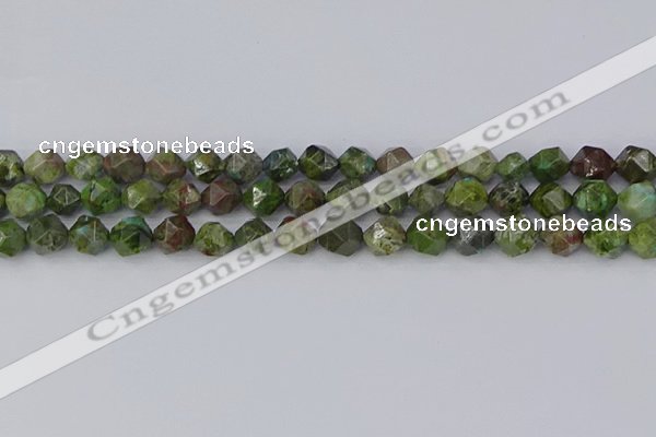 CBG109 15.5 inches 8mm faceted nuggets bronze green gemstone beads