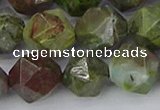 CBG111 15.5 inches 12mm faceted nuggets bronze green gemstone beads