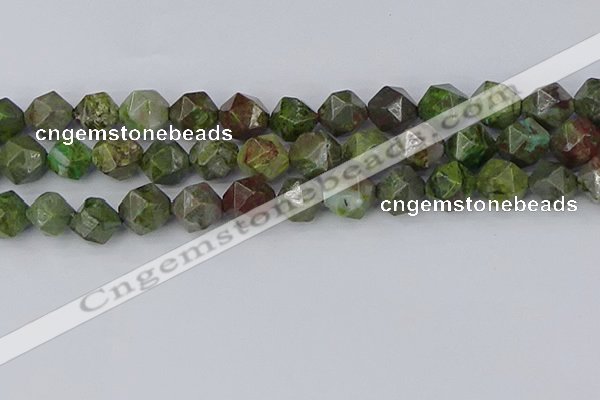 CBG111 15.5 inches 12mm faceted nuggets bronze green gemstone beads