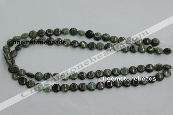 CBG12 15.5 inches 8mm flat round bronze green gemstone beads