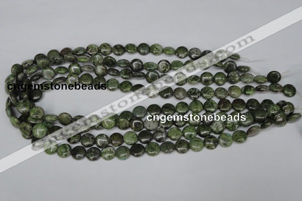 CBG14 15.5 inches 10mm flat round bronze green gemstone beads