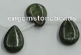 CBG21 13*18mm top-drilled flat teardrop bronze green gemstone beads