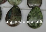 CBG24 Top-drilled 22*30mm flat teardrop bronze green gemstone beads