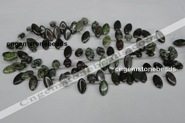 CBG25 Top-drilled 10*18mm marquise bronze green gemstone beads