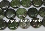 CBG36 15.5 inches 16mm flat round bronze green gemstone beads