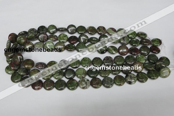 CBG36 15.5 inches 16mm flat round bronze green gemstone beads