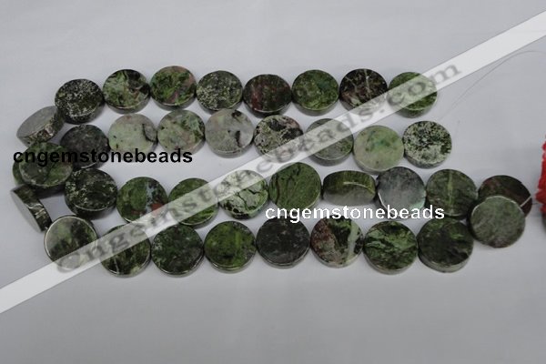 CBG61 15.5 inches 18mm coin bronze green gemstone beads