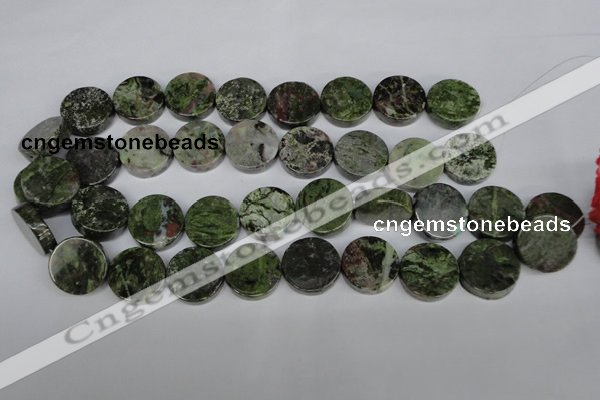 CBG62 15.5 inches 20mm coin bronze green gemstone beads