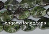 CBG65 15.5 inches 13*18mm wavy oval bronze green gemstone beads