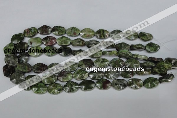 CBG65 15.5 inches 13*18mm wavy oval bronze green gemstone beads