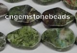 CBG67 15.5 inches 18*25mm wavy teardrop bronze green gemstone beads