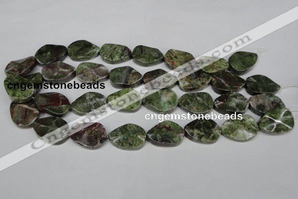 CBG67 15.5 inches 18*25mm wavy teardrop bronze green gemstone beads