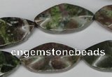 CBG71 15.5 inches 15*30mm wavy marquise bronze green gemstone beads