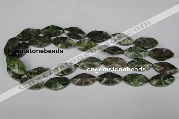 CBG71 15.5 inches 15*30mm wavy marquise bronze green gemstone beads