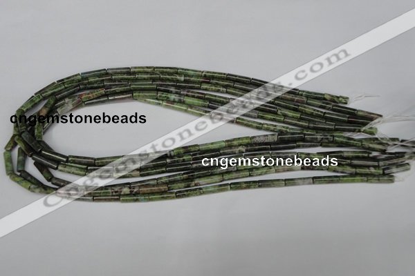 CBG75 15.5 inches 4*14mm tube bronze green gemstone beads