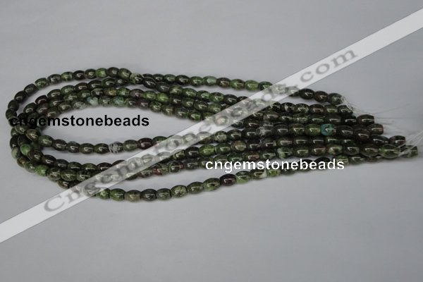 CBG78 15.5 inches 6*7mm rice bronze green gemstone beads