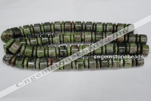 CBG82 15.5 inches 6*18mm & 11*18mm rondelle bronze green gemstone beads