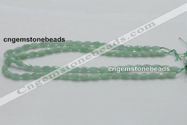 CBJ12 15.5 inches 6*10mm faceted rice jade beads wholesale