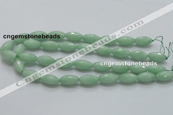 CBJ16 15.5 inches 12*22mm faceted rice jade beads wholesale