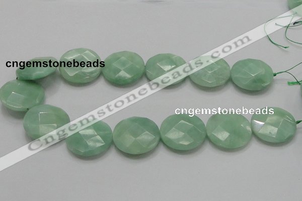 CBJ40 15.5 inches 30mm faceted flat round jade beads wholesale