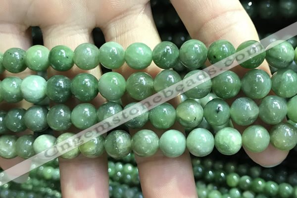 CBJ637 15.5 inches 8mm round Russian green jade beads wholesale