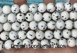 CBJ749 15.5 inches 12mm dalmatian round jade gemstone beads wholesale