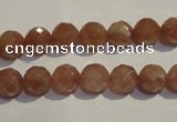 CBQ09 15.5 inches 8mm faceted round strawberry quartz beads