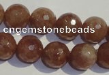 CBQ12 15.5 inches 14mm faceted round strawberry quartz beads