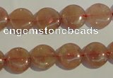 CBQ16 15.5 inches 12mm flat round strawberry quartz beads wholesale