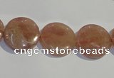 CBQ18 15.5 inches 16mm flat round strawberry quartz beads wholesale