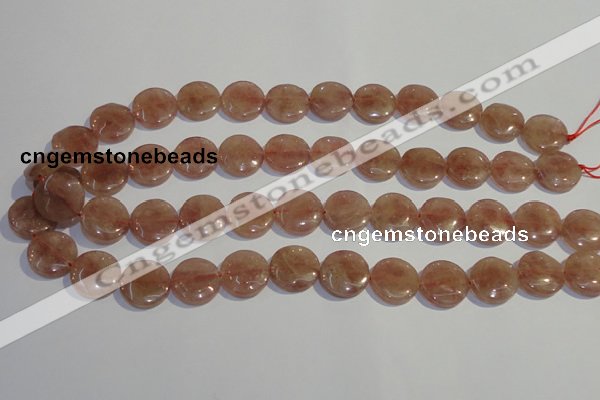 CBQ18 15.5 inches 16mm flat round strawberry quartz beads wholesale