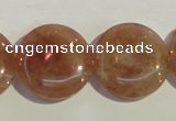 CBQ19 15.5 inches 25mm flat round strawberry quartz beads wholesale