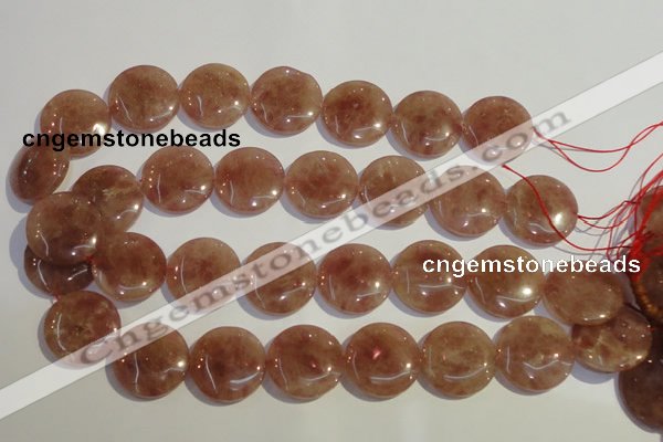 CBQ19 15.5 inches 25mm flat round strawberry quartz beads wholesale