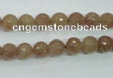 CBQ212 15.5 inches 8mm faceted round strawberry quartz beads