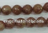 CBQ214 15.5 inches 12mm faceted round strawberry quartz beads