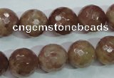 CBQ215 15.5 inches 14mm faceted round strawberry quartz beads