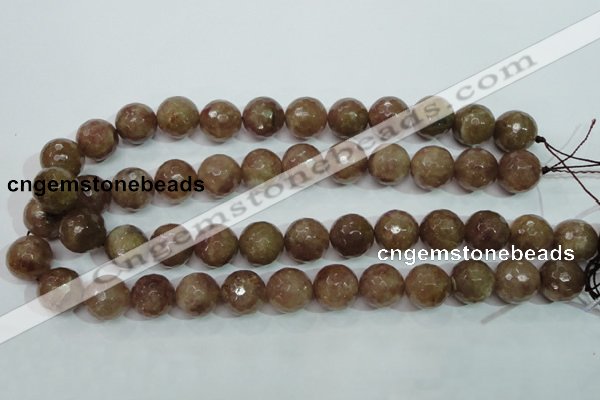 CBQ216 15.5 inches 16mm faceted round strawberry quartz beads