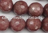 CBQ217 15.5 inches 18mm faceted round strawberry quartz beads