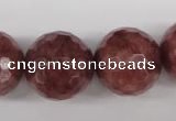 CBQ218 15.5 inches 20mm faceted round strawberry quartz beads