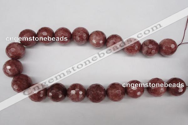 CBQ218 15.5 inches 20mm faceted round strawberry quartz beads