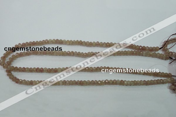 CBQ222 15.5 inches 4*6mm faceted rondelle strawberry quartz beads