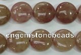 CBQ236 15.5 inches 15mm flat round strawberry quartz beads