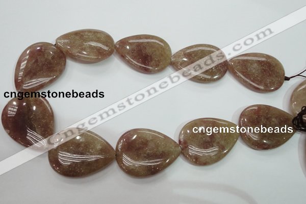 CBQ239 15.5 inches 30*40mm flat teardrop strawberry quartz beads
