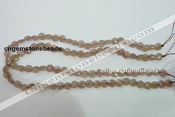 CBQ240 15.5 inches 8mm faceted coin strawberry quartz beads