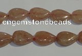 CBQ25 15.5 inches 10*14mm flat teardrop strawberry quartz beads