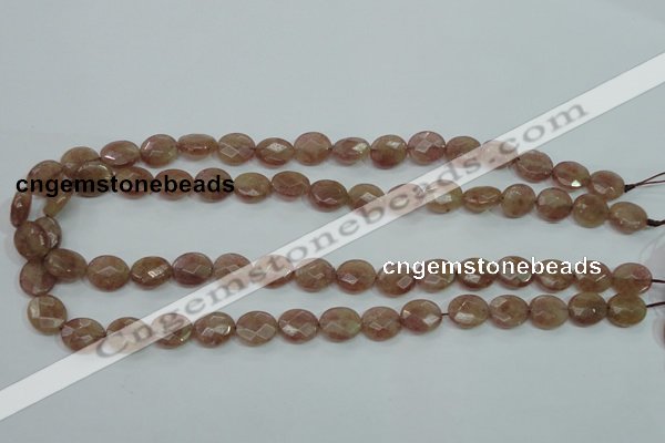 CBQ251 15.5 inches 10*12mm faceted oval strawberry quartz beads