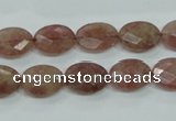 CBQ252 15.5 inches 10*14mm faceted oval strawberry quartz beads